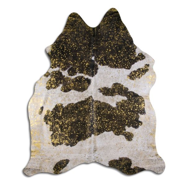 Foundry Select Belvia Handmade Cowhide Gray/Gold/Black Rug Wayfair